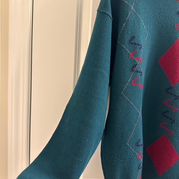 Mackinnon of Scotland Sweater Men's Size Small Pure 100% Lambswool Green Holiday - Picture 4 of 13